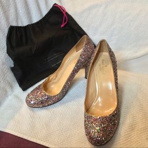 Kate Spade confetti Glitter heels